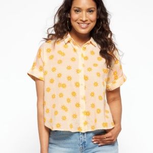 Madewell Floral Button Down Shirt in Yellow and Cream